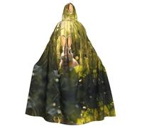 WZYWHJ Little Rabbit in the grass Stampato Aldult Cosplay Poncho con cappuccio Mantello per uomini e donne Halloween Party