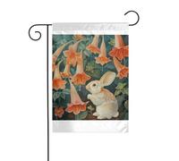 Wzywhj Little Rabbit Under The Morning Glory Picture Summer Garden Flag Double Face Decorazione Cortile 30,5 x 45,7 cm