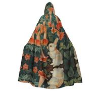 WZYWHJ Little Rabbit Under the morning glory stampato aldult Cosplay Poncho mantello con cappuccio per uomini e donne Halloween Party