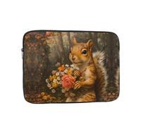 WZYWHJ Little Squirrel Holding Flowers Printed - Custodia portatile antiurto per laptop da 13 pollici, per uomini e donne, viaggi d'affari, scuola, ufficio, uso quotidiano