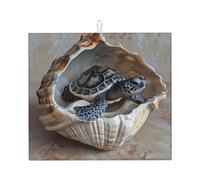 WZYWHJ Little Turtle in the Conch Tappetino scolapiatti per cucina: realizzato in spugna assorbente, con cordino per appenderlo, 45,7 x 40,6 cm