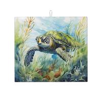 WZYWHJ Little Turtle in the Seaweed Tappetino scolapiatti per cucina: realizzato in spugna assorbente d'acqua, con cordino per appenderlo, 45,7 x 40,6 cm