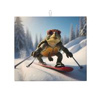 WZYWHJ Little Turtle Ski Tappetino scolapiatti stampato per cucina: realizzato in spugna assorbente, con cordino per appenderlo, 45,7 x 40,6 cm