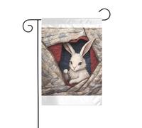 Wzywhj Little White Rabbit In The Quilt immagine estate giardino bandiera double face decorazione cortile 30,5 x 45,7 cm