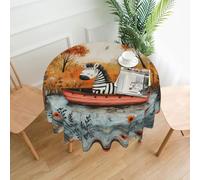 WZYWHJ Little zebra on the boat Printed Round Long Tovaglia anti trabocco e resistente alle pieghe tovaglia da pranzo 152,4 cm