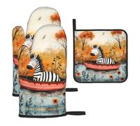 WZYWHJ Little Zebra on the Boat - Set di guanti da forno e presine, 3 pezzi, con guanti da cucina lunghi e spessi