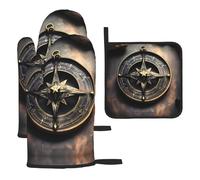 WZYWHJ Magical Design - Set di 3 guanti da forno e presine, motivo rune norrene, guanti da cucina lunghi e spessi