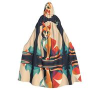 WZYWHJ Mantello con cappuccio per uomo e donna Halloween con immagine geometrica retrò gatto Aldult Qualità Cosplay Poncho