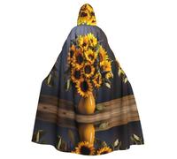 WZYWHJ Mazzo di girasole stampato aldult Cosplay Poncho con cappuccio Mantello per uomini e donne Festa di Halloween