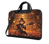 WZYWHJ Monkey Music Prints Borsa portatile ultrasottile a spalla singola accessori per computer portatile morbido antiurto per laptop, Nero , 15.6 inch