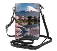 WZYWHJ Monte Fuji all'inizio della primavera Stampa Borsa per telefono in pelle da donna con tracolla regolabile