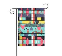 Wzywhj Motivi geometrici con stampa di bandiera estiva da giardino su entrambi i lati, decorazione per cortile, 30,5 x 45,7 cm