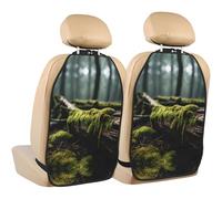 WZYWHJ Muschio su legno morto stampato seggiolino auto Anti Kick Storage pad 2 pezzi, borsa portaoggetti multifunzionale protezione sedile dopo l'installazione