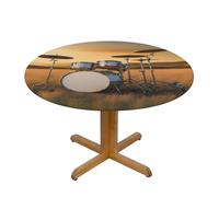 WZYWHJ Musica Drum in Field Pattern Tovaglia Rotonda Impermeabile Resistente alle Rughe Resistente per Tavolo da Pranzo Decor Tovaglia