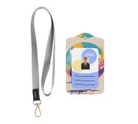 Wzywhj National Geographic - Custodia protettiva per badge da lavoro con stampa lupo, custodia protettiva in pelle con cordino staccabile per appendere