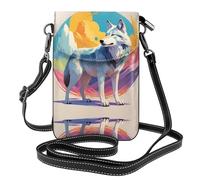 WZYWHJ National Geographic Wolf stampa Borsa per telefono in pelle da donna con tracolla regolabile