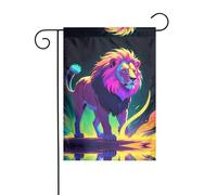 Wzywhj Neon Safari Leone Stampa Estate Giardino Bandiera Double Face Decorazione Cortile 30,5 x 45,7 cm