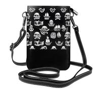 WZYWHJ Nero E Bianco Pirati Modello Borsa per telefono in pelle da donna con tracolla regolabile