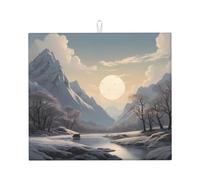 WZYWHJ Nordic Silence Prints, tappetino scolapiatti per cucina: realizzato in spugna assorbente d'acqua, con cordino per appenderlo, 45,7 x 40,6 cm