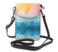 WZYWHJ Pacchetto di cuoio della borsa del telefono delle donne di stampa di mescolanza di colore con la tracolla regolabile