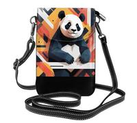 WZYWHJ Panda illustrazione Pattern Borsa per telefono da donna in pelle con tracolla regolabile