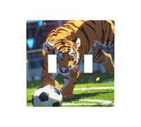 WZYWHJ Pannello in termoplastica con immagine di cucciolo di tigre che gioca a calcio per interruttore decorativo da parete che non si danneggia facilmente