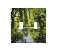 WZYWHJ Pannello in termoplastica stampata con alberi di salice di The Pond, per interruttore decorativo da parete, non facilmente danneggiabile