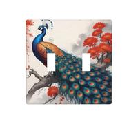 WZYWHJ Pannello termoplastico con stampa di pavone con piume di fiamma, per la copertura dell'interruttore, piastra frontale decorativa da parete che non si danneggia facilmente