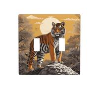 WZYWHJ Pannello termoplastico stampato con tigre in piedi sotto il sole, per la copertura dell'interruttore, piastra decorativa da parete che non si danneggia facilmente