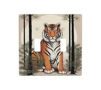 WZYWHJ Pannello termoplastico stampato con tigre sotto l'albero di pino per la copertura dell'interruttore, piastra decorativa da parete che non si danneggia facilmente
