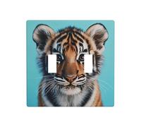 WZYWHJ Pannello termoplastico stampato con tigre su sfondo blu per copertura interruttore decorativo da parete che non si danneggia facilmente