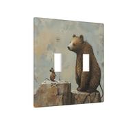 WZYWHJ Pannello termoplastico stampato con topo e orso sulle rocce per la copertura dell'interruttore, piastra decorativa da parete che non si danneggia facilmente