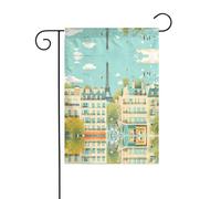 WZYWHJ Parigi Street Scena Torre Eiffel Stampa Decorazione Giardino Bandiera 30,5 x 45,7 cm per un ambiente esterno alla moda