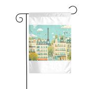 Wzywhj Parigi Street Scene Torre Eiffel immagine estate giardino bandiera double face decorazione cortile 30,5 x 45,7 cm