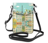 WZYWHJ Parigi Street Scene Torre Eiffel Stampa Pelle Crossbody Flap Phone Bag - Regalo versatile per le donne passeggiate, campeggio, shopping e viaggi