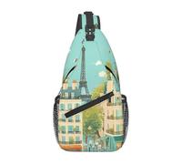 WZYWHJ Parigi Street Scene Torre Eiffel Stampa Uomo Casual Crossbody Borsa a Tracolla con Alta Capacità di Archiviazione e Tracolla Regolabile