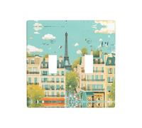 WZYWHJ Parigi Street Scene Torre Eiffel stampato Pannello termoplastico per interruttore copertura decorativo parete fronte-plate che non si danneggia facilmente
