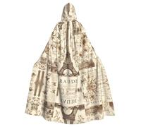 WZYWHJ Parigi Vintage Cartolina Stampe Aldult Cosplay Poncho con Cappuccio Mantello per Uomo e Donna Festa di Halloween