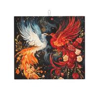 WZYWHJ Phoenix and Rose - Tappetino scolapiatti per la cucina: realizzato in spugna assorbente, con cordino per appenderlo, 45,7 x 40,6 cm