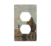 WZYWHJ Piastra decorativa da parete a doppia presa, facile da installare, ideale per aree residenziali e commerciali, 11,4 x 7,9 cm, con stampa di topo e orso sulle rocce