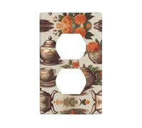 WZYWHJ Piastra decorativa da parete a doppia presa, facile da installare, ideale per aree residenziali e commerciali, 11,4 x 7,5 cm, motivo vintage Tea Time