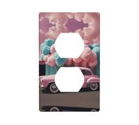 WZYWHJ Piastra decorativa da parete a doppia presa, facile da installare, ideale per aree residenziali e commerciali, 11,4 x 7,5 cm, stampa di auto con zucchero filato da sogno