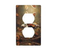 WZYWHJ Piastra decorativa da parete a doppia presa, facile da installare, ideale per aree residenziali e commerciali, 11,4 x 7,5 cm, stampa con coniglietto che suona il violino
