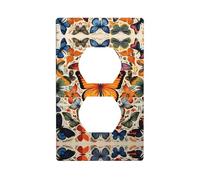 WZYWHJ Piastra decorativa da parete a doppia presa, facile da installare, ideale per aree residenziali e commerciali, 11,4 x 7,9 cm, motivo farfalla a colori