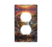 WZYWHJ Piastra decorativa da parete a doppia presa, facile da installare, ideale per aree residenziali e commerciali 11,4 x 7,5 cm in un parco animali sotto l'arcobaleno