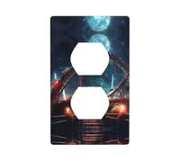 WZYWHJ Piastra decorativa da parete a doppia presa, facile da installare, ideale per aree residenziali e commerciali, 11,4 x 7,9 cm, con stampa stellata sulle montagne russe