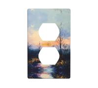 WZYWHJ Piastra decorativa da parete a doppia presa, facile da installare, ideale per aree residenziali e commerciali, 11,4 x 7,9 cm, motivo strada campagna