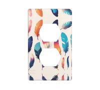 WZYWHJ Piastra decorativa da parete a doppia presa, facile da installare, ideale per aree residenziali e commerciali, 11,4 x 7,9 cm, stampa con piume galleggianti