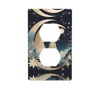 WZYWHJ Piastra decorativa da parete a doppia presa, facile da installare, ideale per aree residenziali e commerciali, 11,4 x 7,5 cm, stampa con luna e fiocchi di neve da sogno