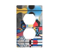 WZYWHJ Piastra decorativa da parete a doppia presa, facile da installare, ideale per aree residenziali e commerciali, 11,4 x 7,9 cm, stampa a griglia con città